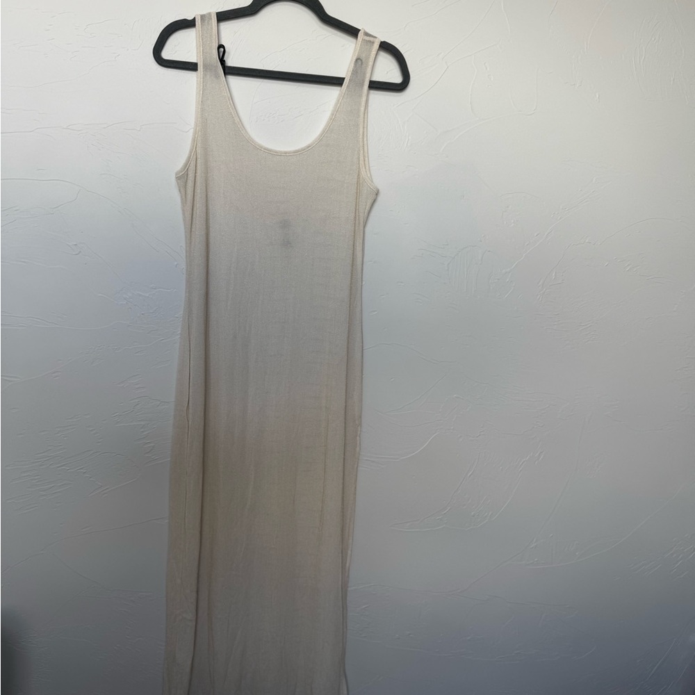 Kittenish Beige Sleeveless Dress